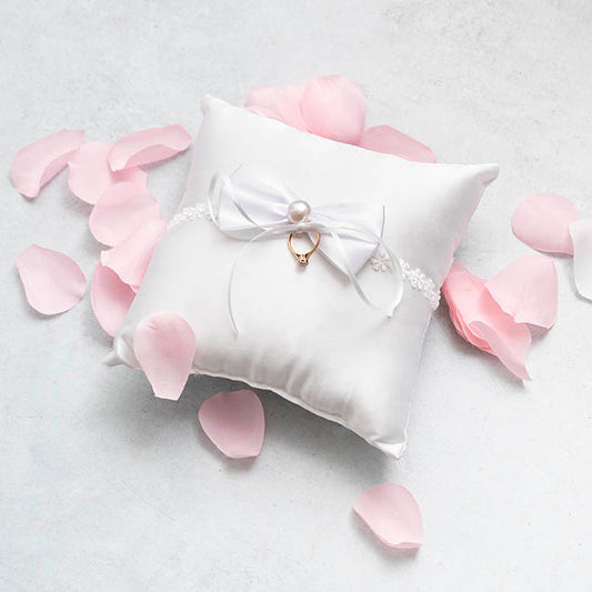 Wedding Ring Pillow w Bow White (20x20cmH)