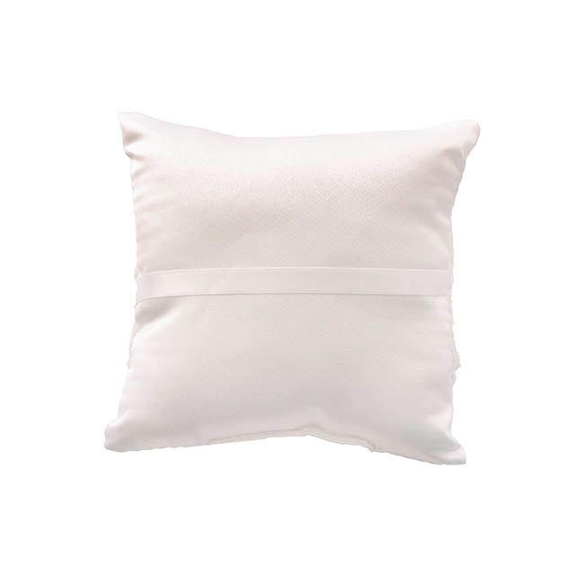 Wedding Ring Pillow w Lace Diamante Heart White (15x15cmH)