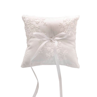 Wedding Ring Pillow w Lace White (15x15cmH)