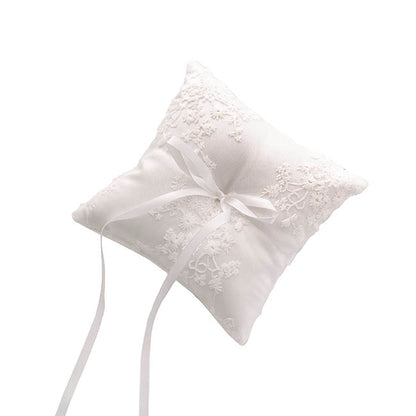 Wedding Ring Pillow w Lace White (15x15cmH)