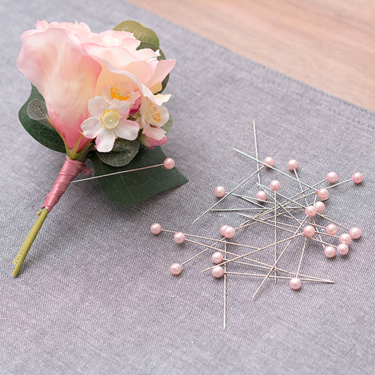 Pearl Pins Round Head Bulk 100 Pack Soft Pink (6mmx6.5cmH)