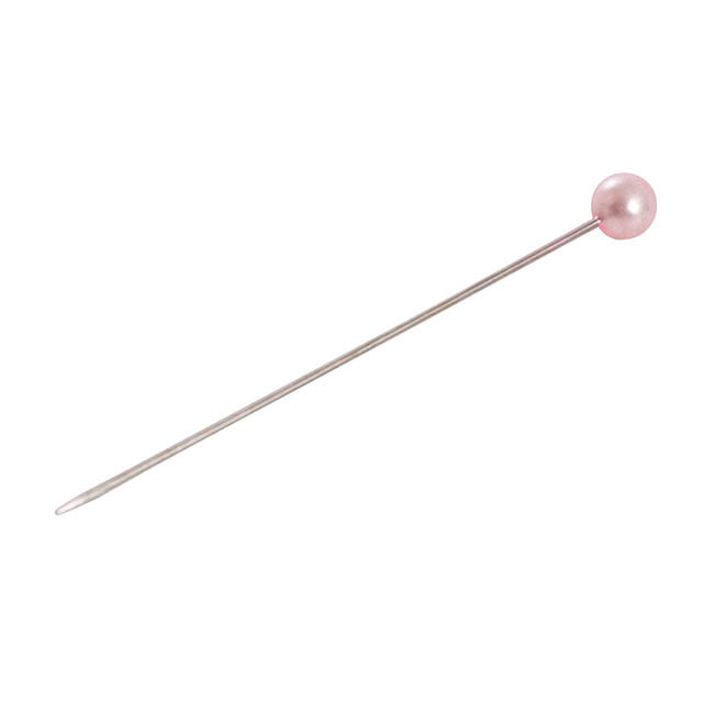 Pearl Pins Round Head Bulk 100 Pack Soft Pink (6mmx6.5cmH)