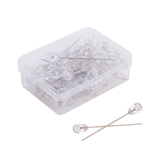 Diamond Crystal Head Pins Pack 50 Clear (8mmx5.2cmH)