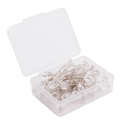 Diamond Crystal Head Pins Pack 50 Clear (8mmx5.2cmH)