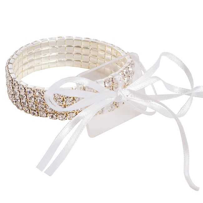 Corsage Diamante Bracelet w Ribbon Pack 2 (8cmLx1.7cmH)