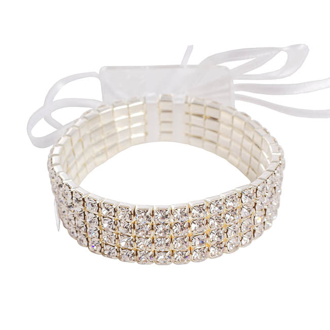 Corsage Diamante Bracelet w Ribbon Pack 2 (8cmLx1.7cmH)