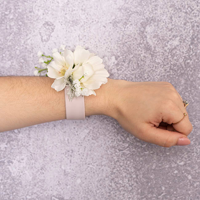 Corsage Wrist Bracelet Pack 2 Slap Snap Nude (21cmLx2.5cmH)