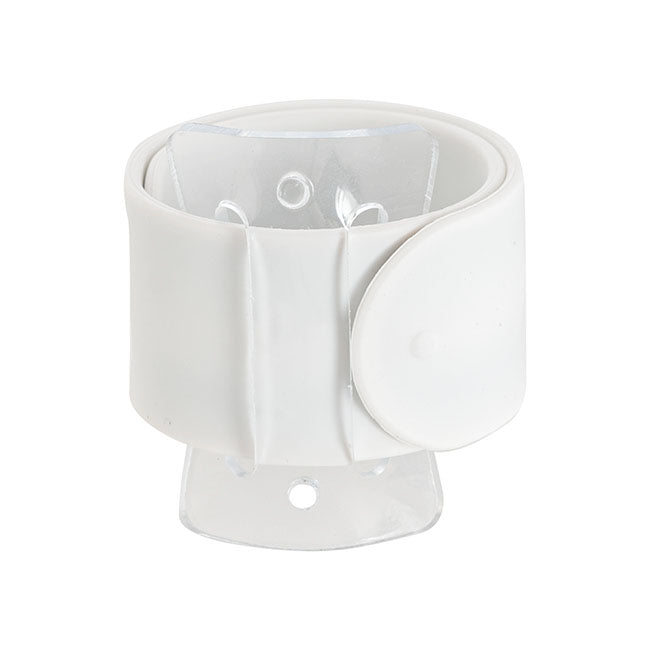 Corsage Wrist Bracelet Pack 2 Slap Snap White (21cmLx2.5cmH)