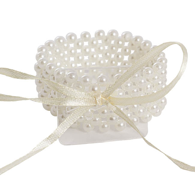 Corsage Pearl Wrist Bracelet w Ribbon Pack 2 (8cmLx2.5cmH)