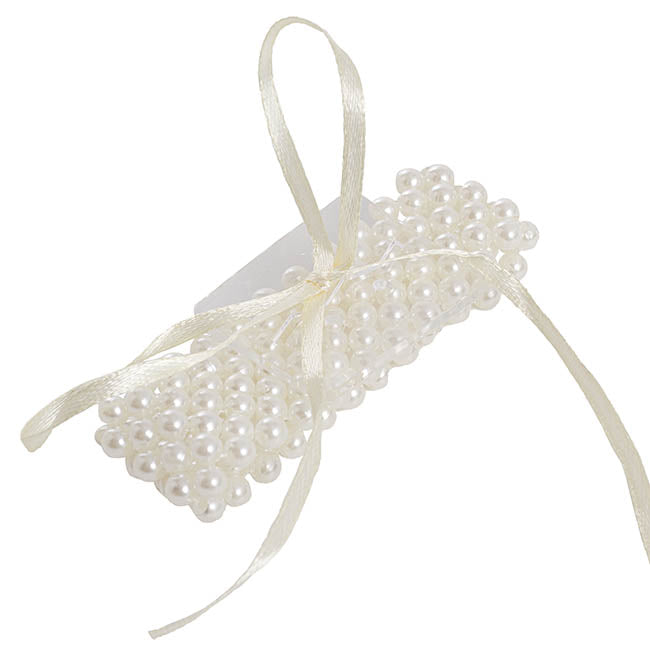 Corsage Pearl Wrist Bracelet w Ribbon Pack 2 (8cmLx2.5cmH)
