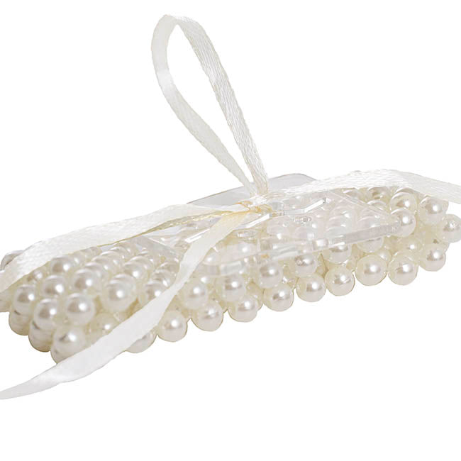 Corsage Pearl Bracelet w Ribbon Pack 2 White (8cmLx2.5cmH)