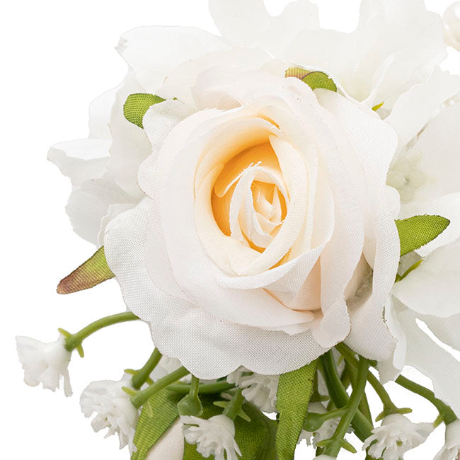 Rose & Baby's Breath Corsage Bracelet Pack 2 Beige (12cmH)