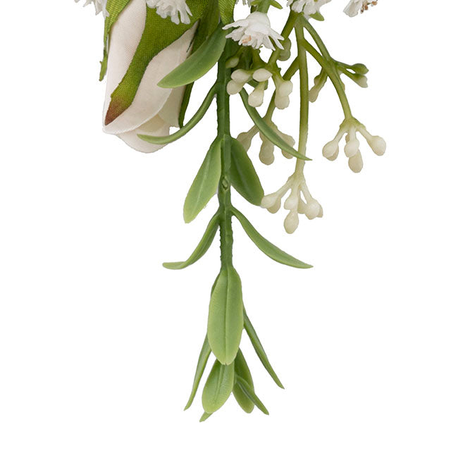 Rose & Baby's Breath Corsage Bracelet Pack 2 Beige (12cmH)