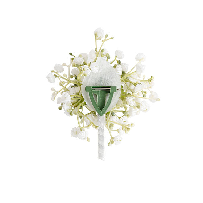 Rose & Baby's Breath Boutonniere Pack 2 White (13cmH)