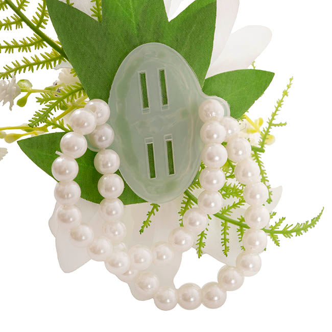 Real Touch Orchid Corsage Bracelet in Box White (12cmH)