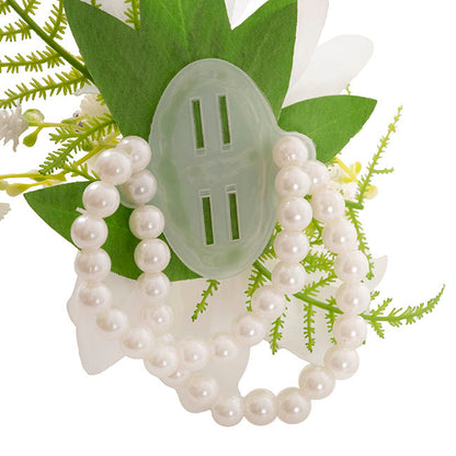Real Touch Orchid Corsage Bracelet in Box White (12cmH)