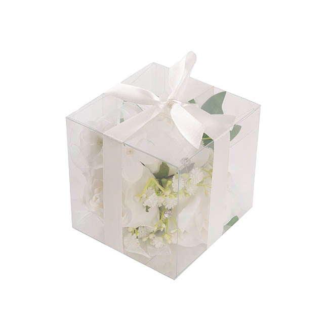 Real Touch Rose Corsage Bracelet in Box White (12cmH)