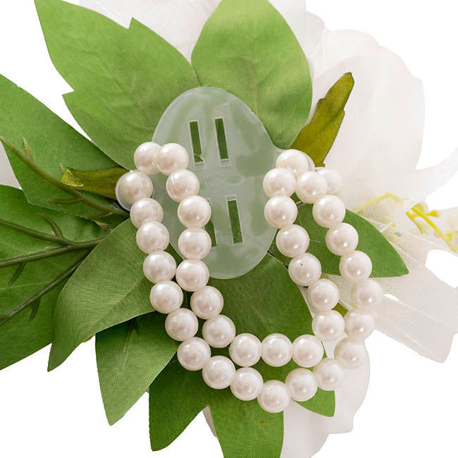 Real Touch Rose Corsage Bracelet in Box White (12cmH)