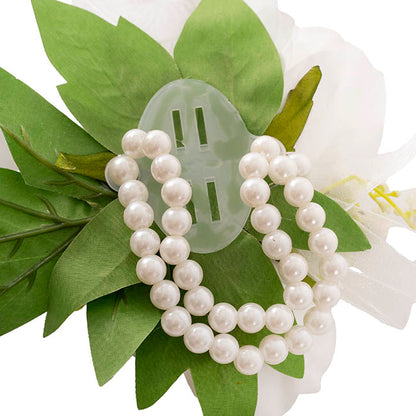 Real Touch Rose Corsage Bracelet in Box White (12cmH)