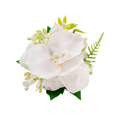 Real Touch Orchid & Rose Corsage Bracelet in Box White(12cmH