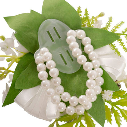 Real Touch Orchid & Rose Corsage Bracelet in Box White(12cmH