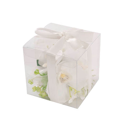 Real Touch Orchid x 3 Head Bracelet in Box White (12cmH)