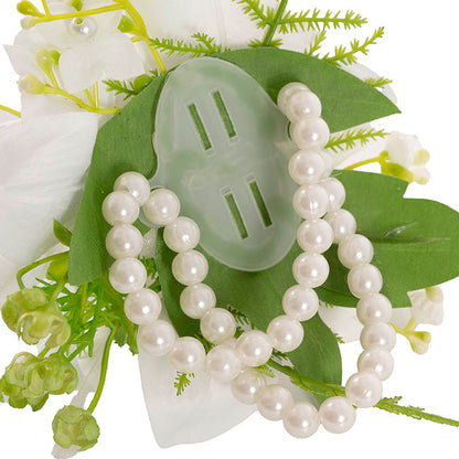 Real Touch Orchid x 3 Head Bracelet in Box White (12cmH)