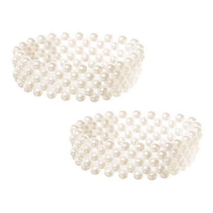 Corsage Wrist Bracelet Pearl Bead x 5 Strand Pack 2 White