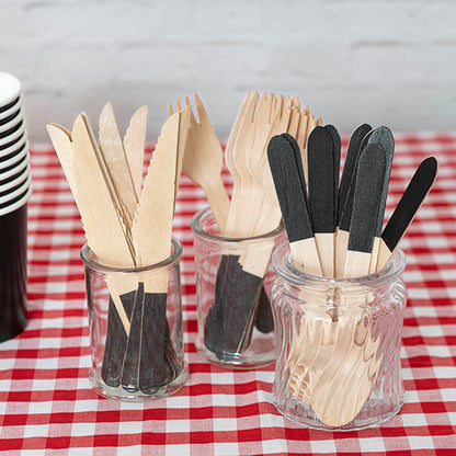 Wooden Cutlery Set 30 Black (2.5cmx16cmH)