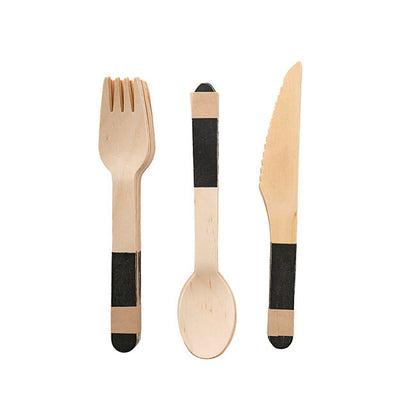 Wooden Cutlery Set 30 Black (2.5cmx16cmH)