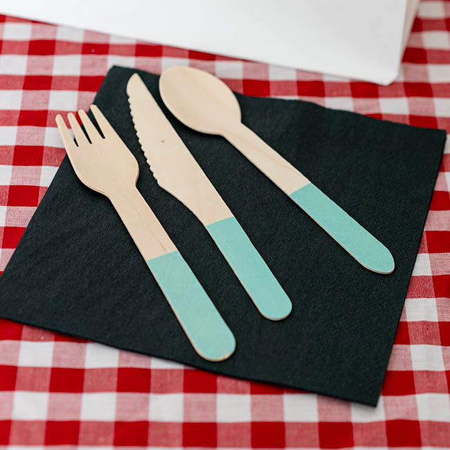 Wooden Cutlery Set 30 Pastel Blue (2.5cmx16cmH)