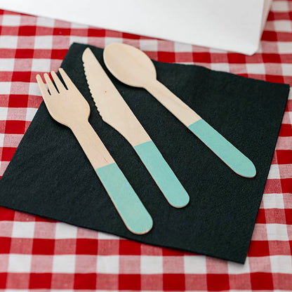 Wooden Cutlery Set 30 Pastel Blue (2.5cmx16cmH)