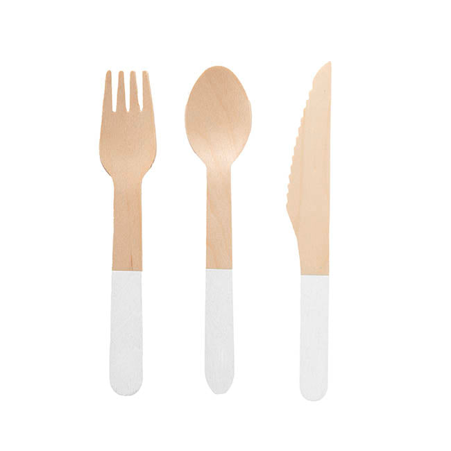 Bamboo Wooden Cutlery Set 30 White (2.5cmx16cmH)