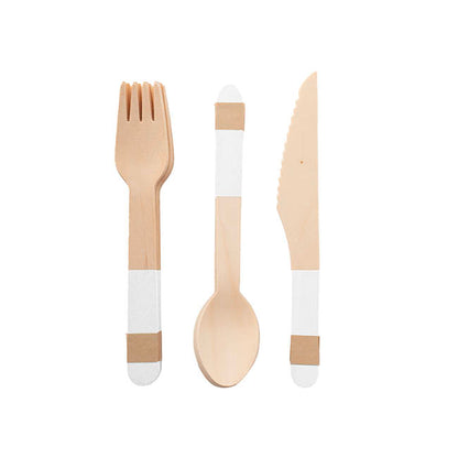 Bamboo Wooden Cutlery Set 30 White (2.5cmx16cmH)