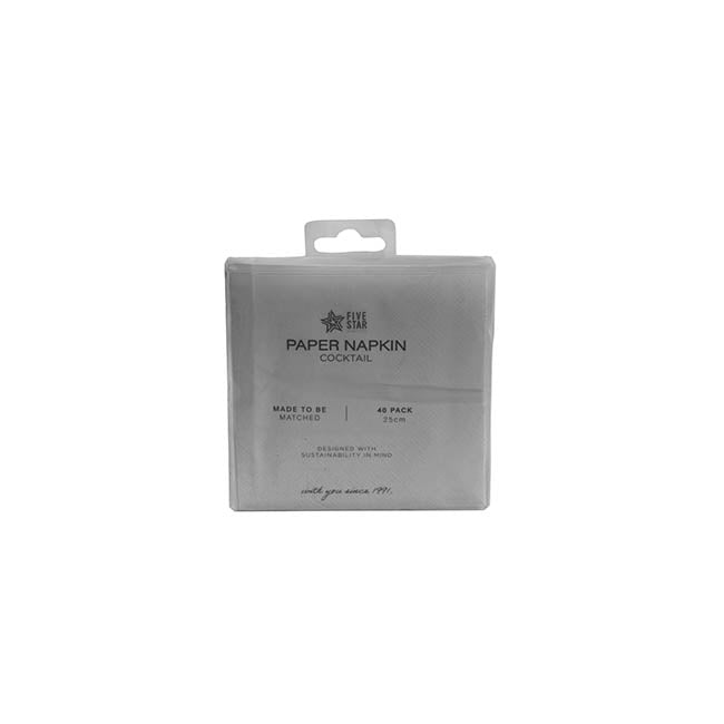 Cocktail Napkins 2 Ply Large Pack 40 Black (25x25cm)