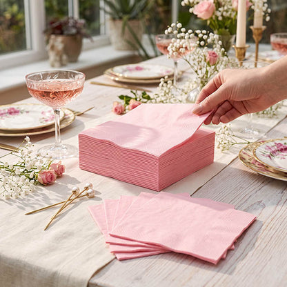 Cocktail Napkins 2 Ply Large Pack 40 Pink (25x25cm)
