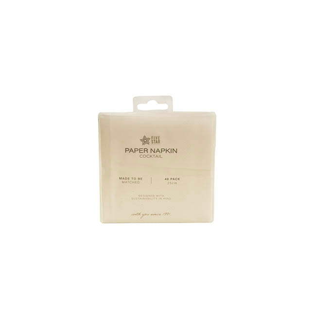Cocktail Napkins 2 Ply Large Pack 40 Gold (25x25cm)