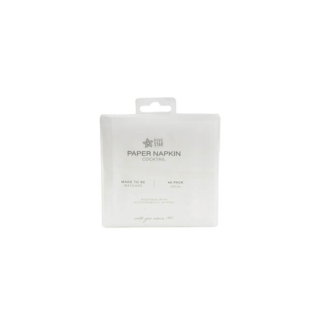 Cocktail Napkins 2 Ply Large Pack 40 Silver (25x25cm)