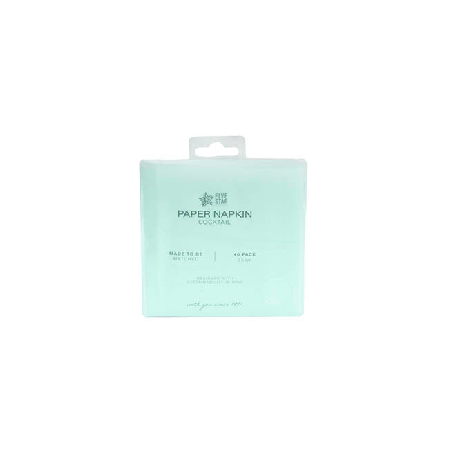 Cocktail Napkins 2 Ply Large Pack 40 Pastel Blue (25x25cm)