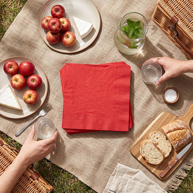 Lunch Paper Napkin Pack 40 Apple Red (33x33cm)