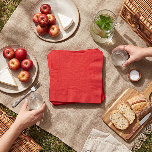 Lunch Paper Napkin Pack 40 Apple Red (33x33cm)