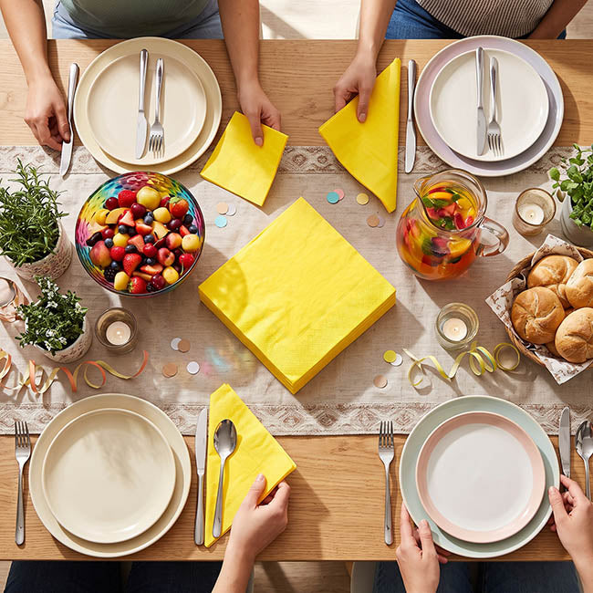 Lunch Paper Napkin Pack 40 Yellow (33x33cm)
