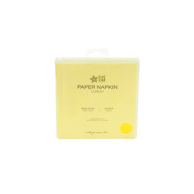 Lunch Paper Napkin Pack 40 Yellow (33x33cm)