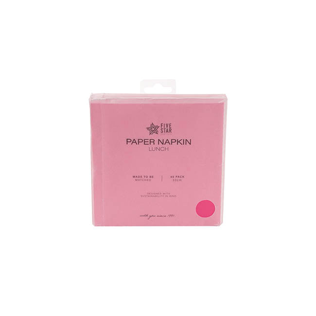 Lunch Paper Napkin Pack 40 Flamingo Pink (33x33cm)