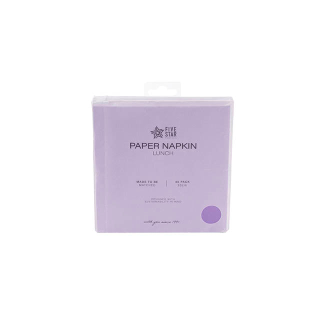 Lunch Paper Napkin Pack 40 Lilac (33x33cm)
