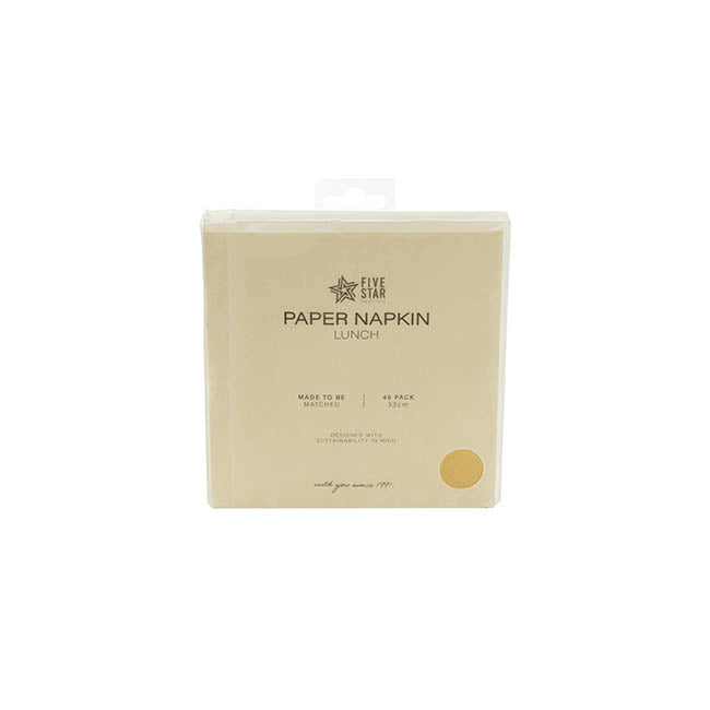 Lunch Paper Napkin Pack 40 Gold (33x33cm)