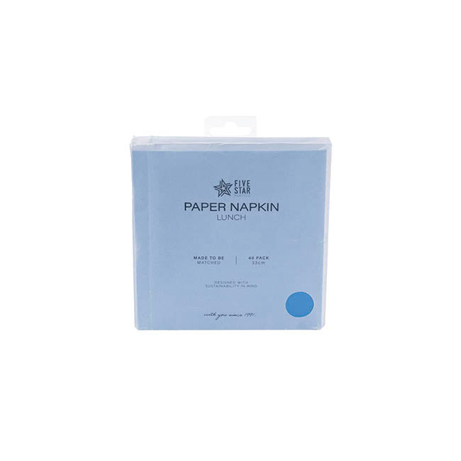 Lunch Paper Napkin Pack 40 Blue (33x33cm)
