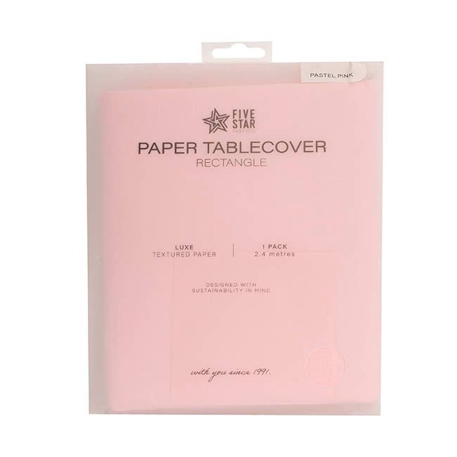 Lux Paper Tablecover Rectangle Soft Pink (2.7m)
