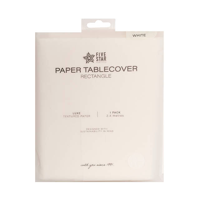 Lux Paper Tablecover Rectangle White (2.7m)