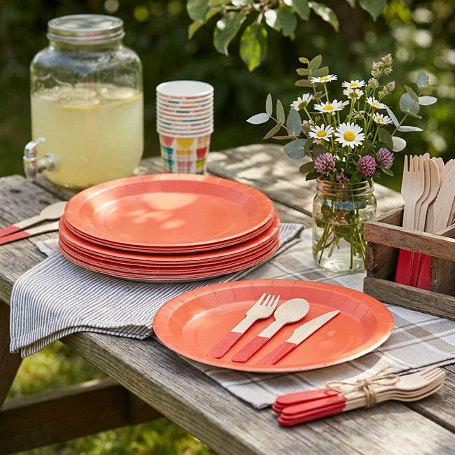 Paper Round Large Banquet Plate Pack 20 Orange Red (27cm)